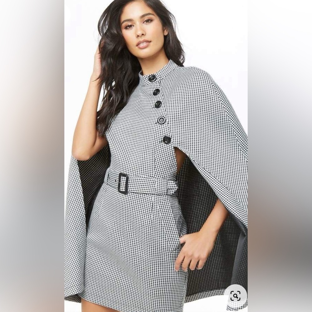 Donnee Par Dieu houndstooth cape dress - Size S